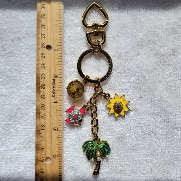 Y2K Juicy Couture Enamel Bedazzled Crystal Island Key Fob Charm